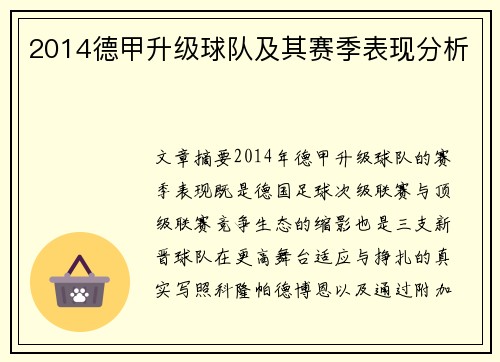 2014德甲升级球队及其赛季表现分析